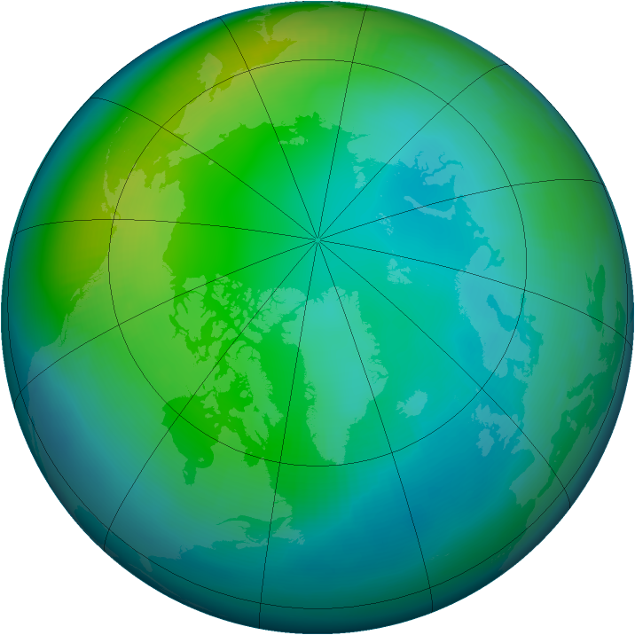 Arctic ozone map for November 1999